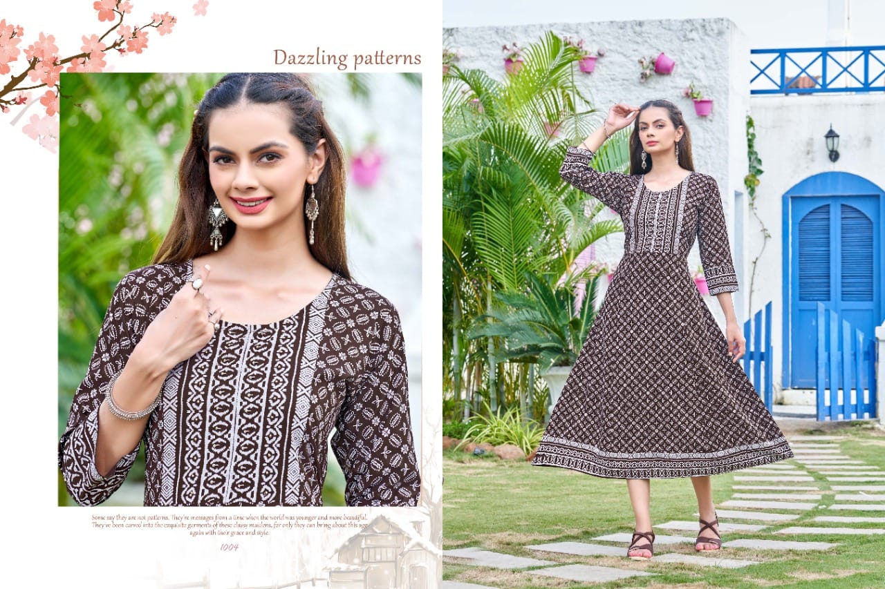 Nidhi By Kinti 1001-1008 Anarkali Kurtis Catalog